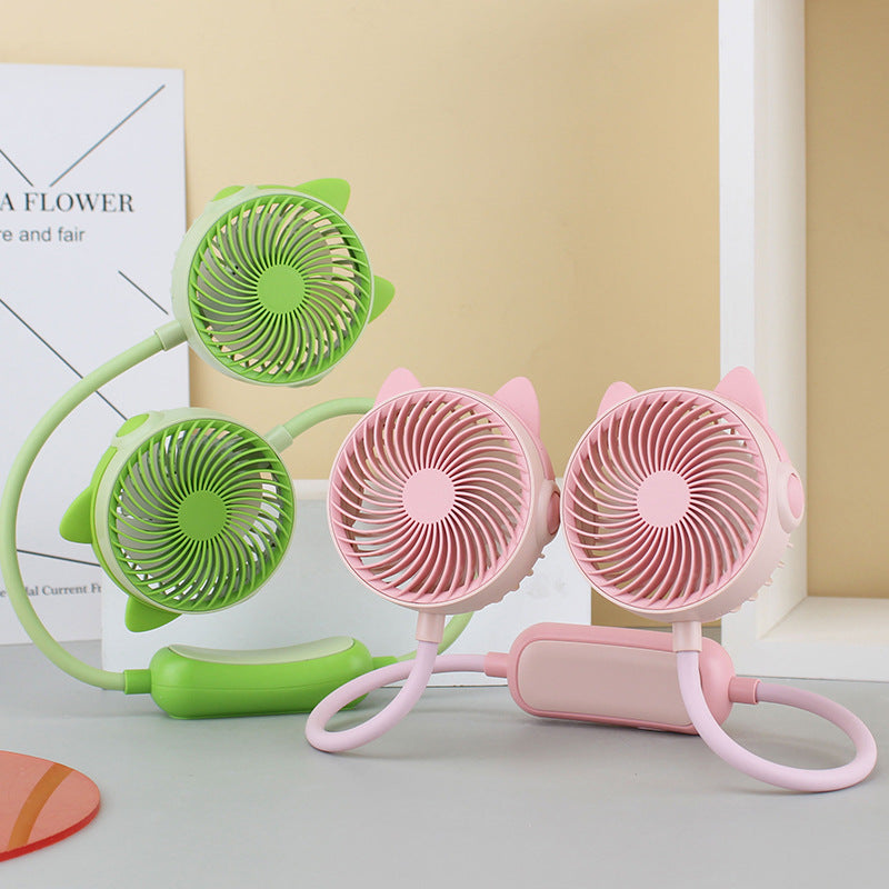 Bærbar Minihalsvifte For Kvinner Dobbel Blåser Design 3