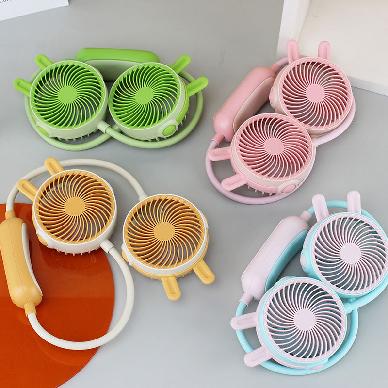 Bærbar Minihalsvifte For Kvinner Dobbel Blåser Design 4