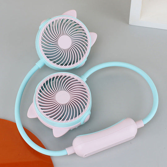 Bærbar Minihalsvifte For Kvinner Dobbel Blåser Design 8