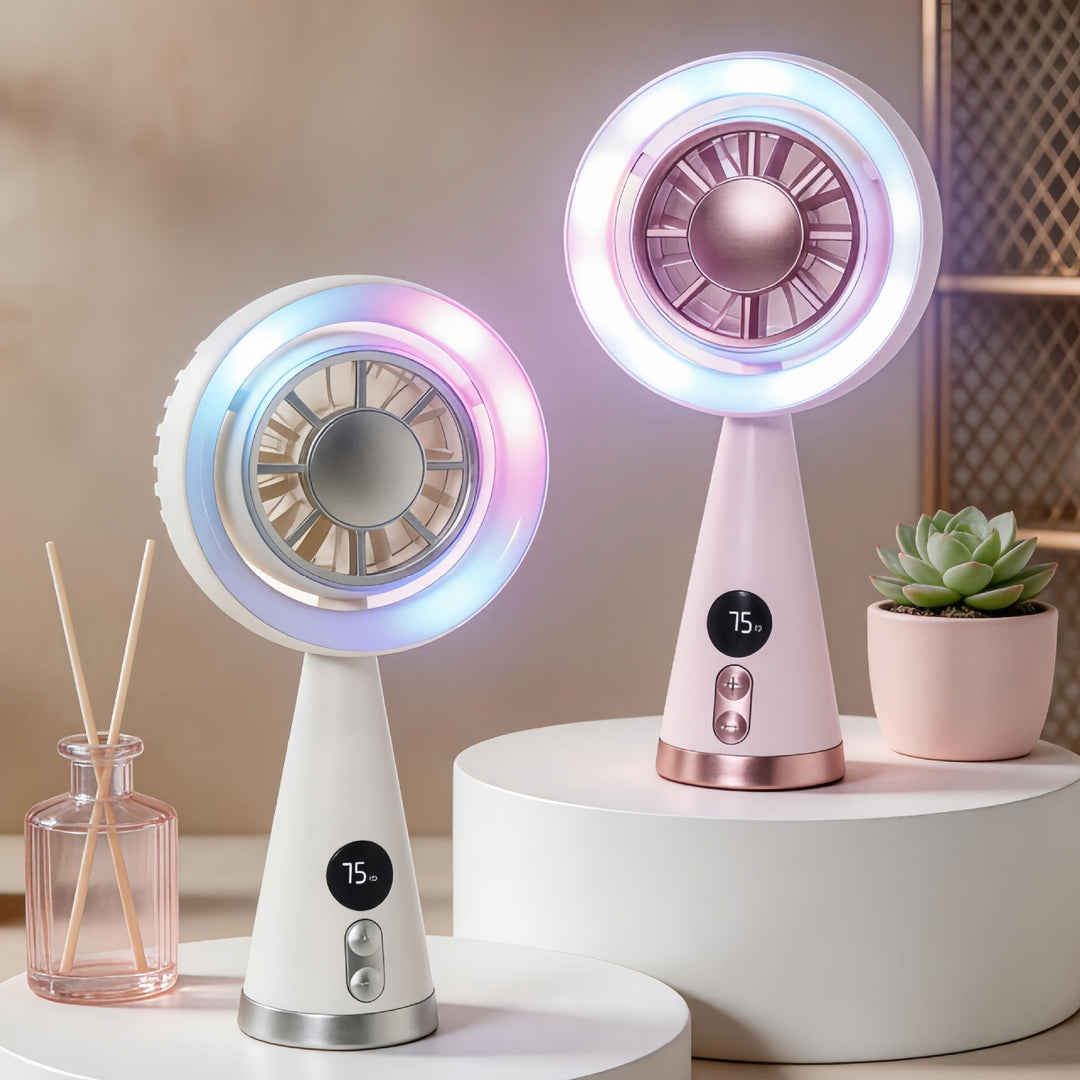 Bærbar Minivifte med LED-belysning og Digitalt Display 1