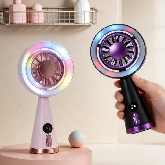Bærbar Minivifte med LED-belysning og Digitalt Display 3