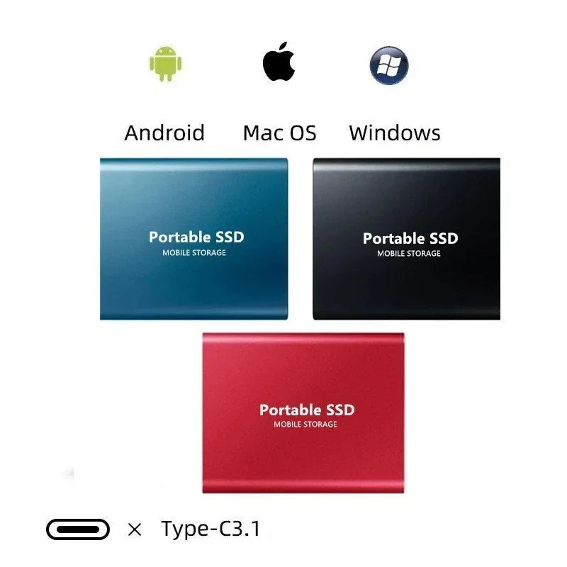 Bærbar SSD Lagring Ekstern Høyhastighets USB-C 1050MB/s 4