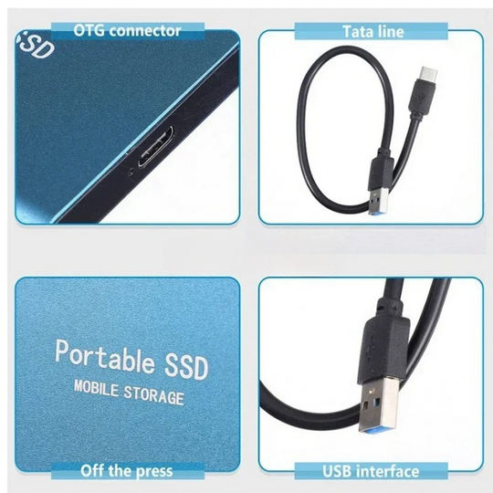 Bærbar SSD Lagring Ekstern Høyhastighets USB-C 1050MB/s 6