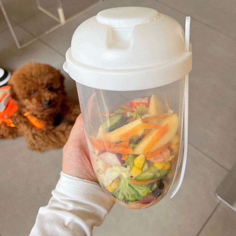 Bærbar Salatbeholder med Gaffel og Dressingholdere 1000ml 0