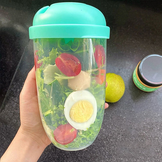 Bærbar Salatbeholder med Gaffel og Dressingholdere 1000ml 10