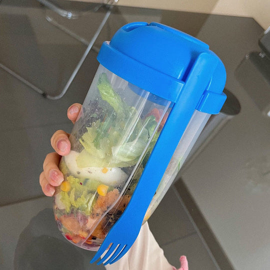 Bærbar Salatbeholder med Gaffel og Dressingholdere 1000ml 11