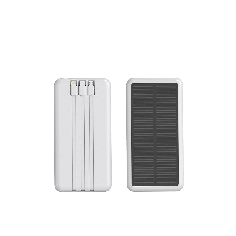 Bærbar Solcelledrevet Powerbank med Integrerte Ladekabler 0