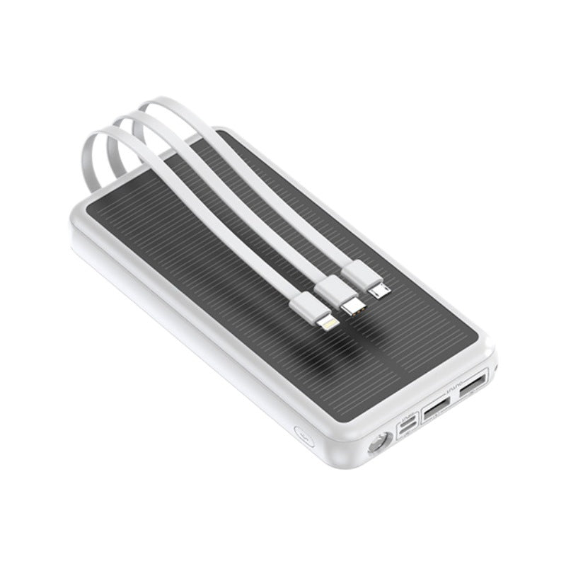 Bærbar Solcelledrevet Powerbank med Integrerte Ladekabler 1