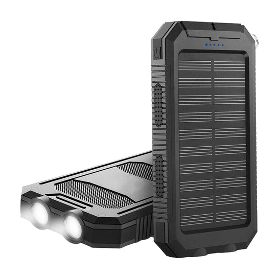 Bærbar Solenergibank med Doble USB-porter og LED-lommelykt 0