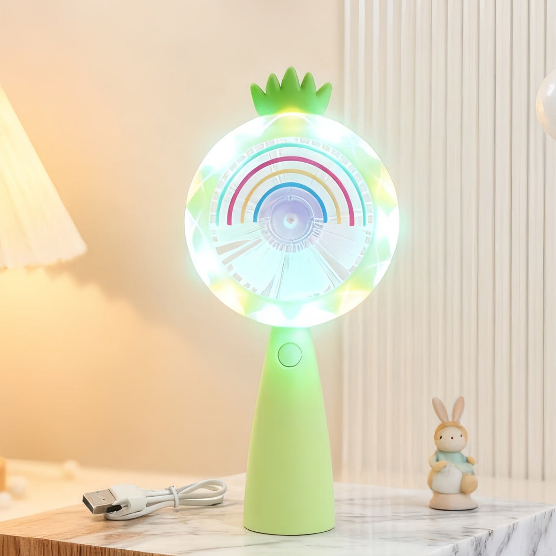 Bærbar USB-håndvifte for kvinner med LED-belysning 4