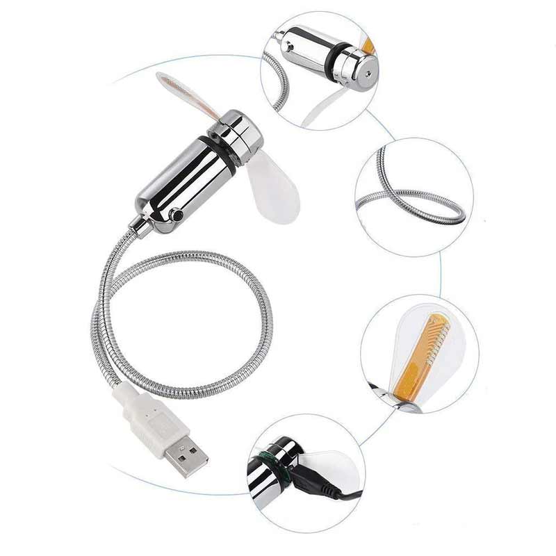 Bærbar USB Vifte Med Programmerbar LED-Melding og Fleksibel Nakke 6