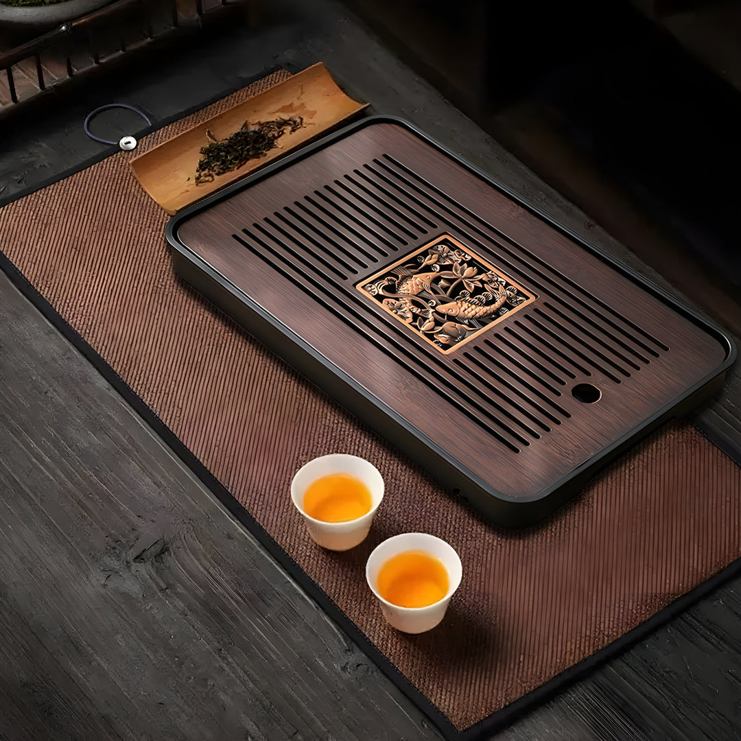 Bamboo Tea Tray with Drainage Design Minimalist 0