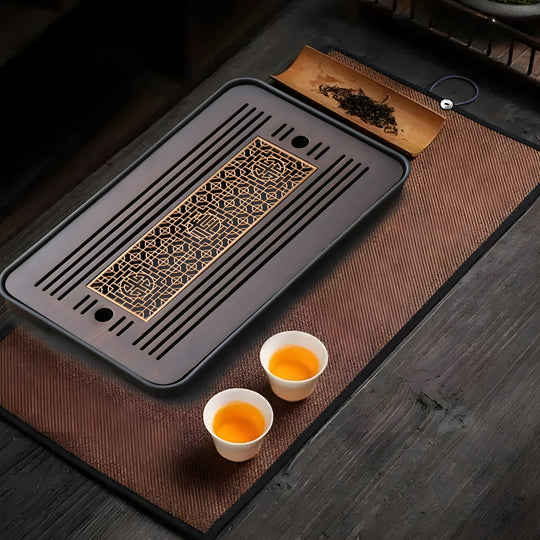 Bamboo Tea Tray with Drainage Design Minimalist 1