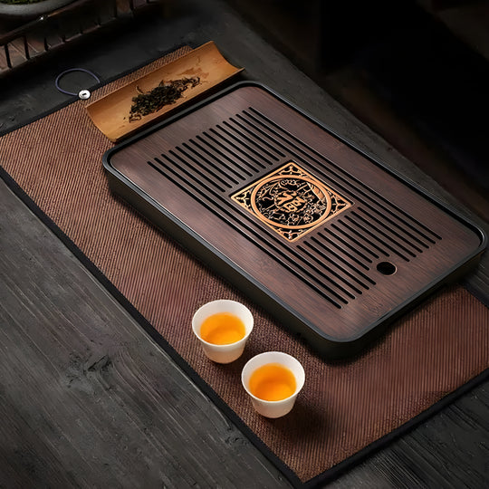 Bamboo Tea Tray with Drainage Design Minimalist 2