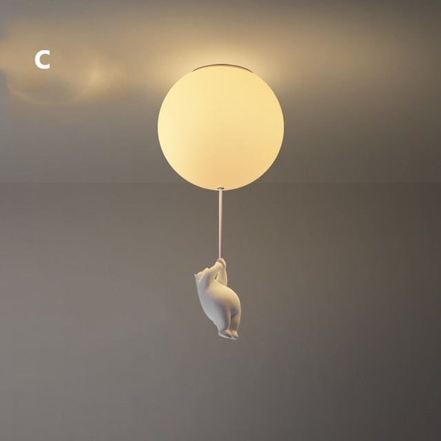 Barnas Taklampe Bjørn med Ballong Moderne Design for Stue 11