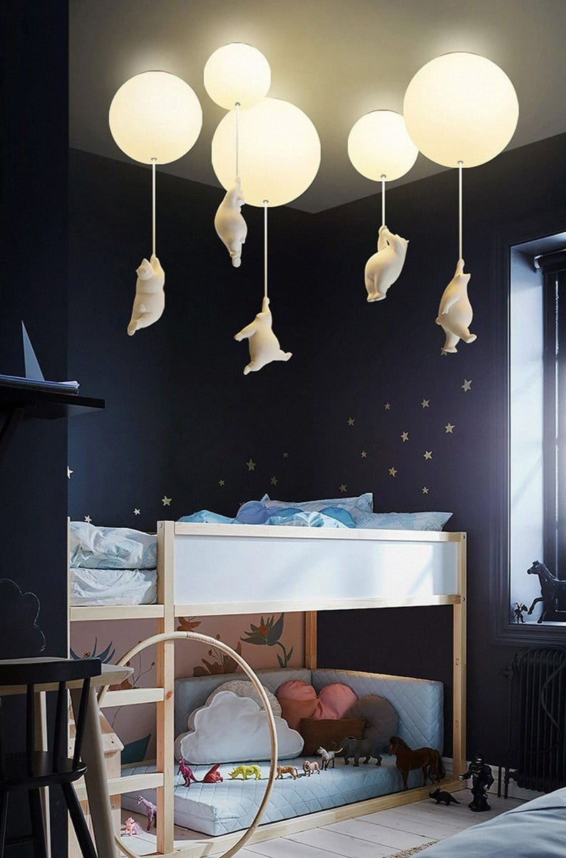 Barnas Taklampe Bjørn med Ballong Moderne Design for Stue 4