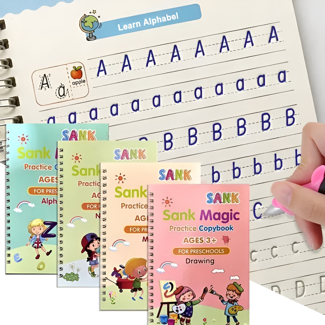 Barnas Tracing Book Set med 4 Bøker og Penn for Læring og Motoriske Ferdigheter 0