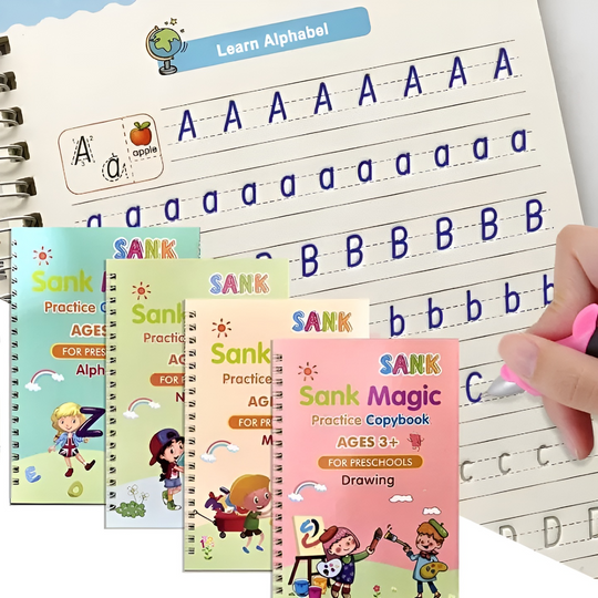 Barnas Tracing Book Set med 4 Bøker og Penn for Læring og Motoriske Ferdigheter 0