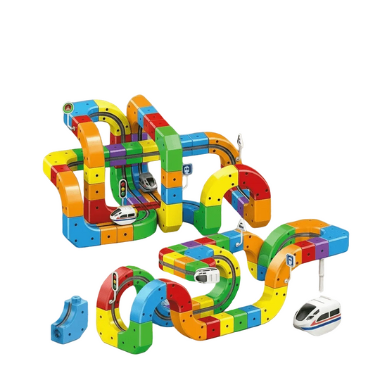 Barns 3D Jernbanekonstruksjonssett med Oppladbart Lokomotiv 0