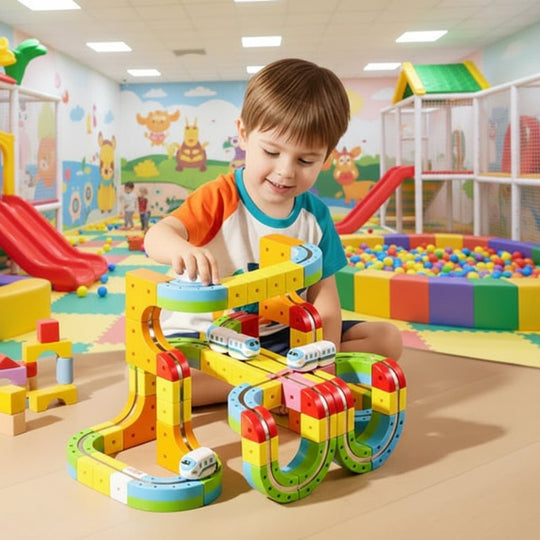 Barns 3D Jernbanekonstruksjonssett med Oppladbart Lokomotiv 1