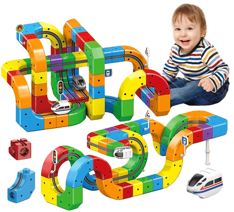 Barns 3D Jernbanekonstruksjonssett med Oppladbart Lokomotiv 5