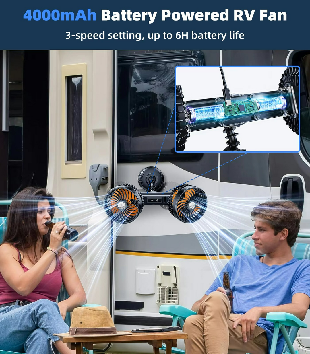 Bilkjølevifte Dobbel Hode Justerbar Luftstrøm 7