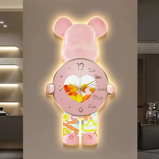 Bjørn Veggklokke Med LED Lys Moderne Design 1