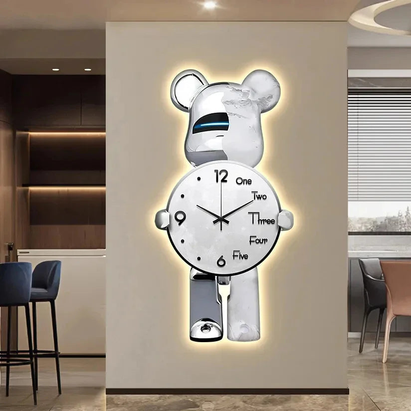 Bjørn Veggklokke Med LED Lys Moderne Design 10