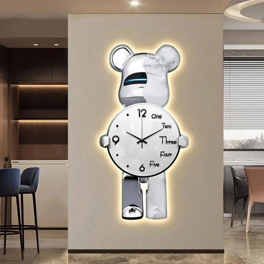Bjørn Veggklokke Med LED Lys Moderne Design 10