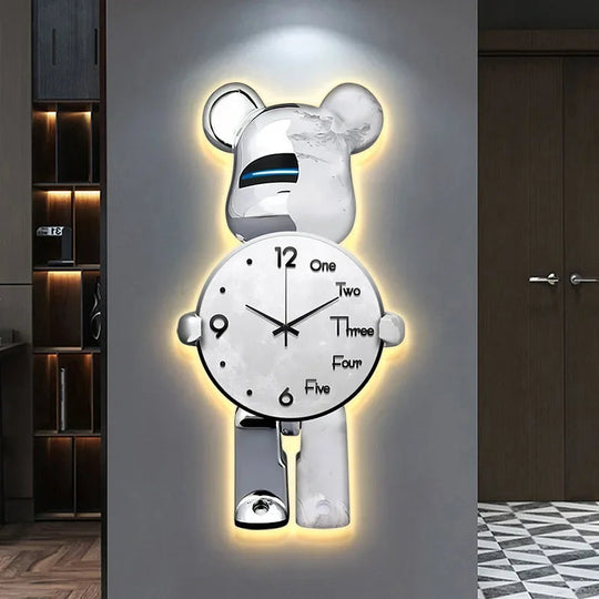 Bjørn Veggklokke Med LED Lys Moderne Design 2