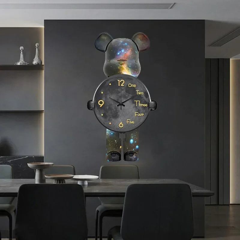 Bjørn Veggklokke Med LED Lys Moderne Design 4