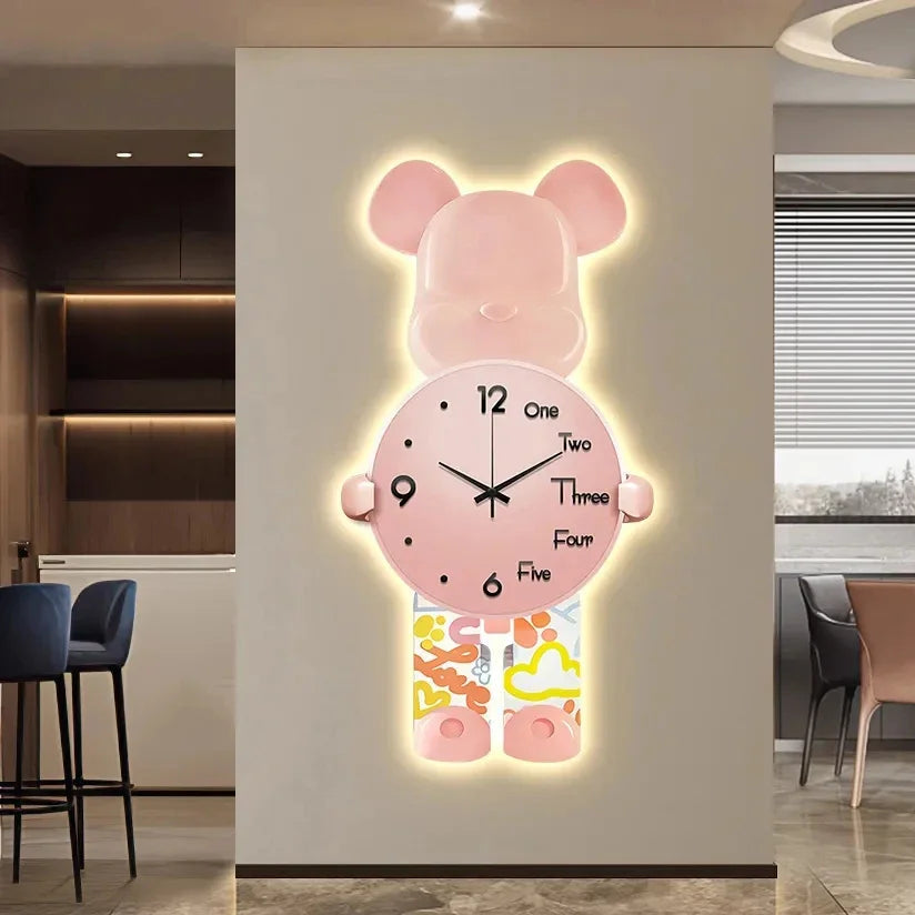 Bjørn Veggklokke Med LED Lys Moderne Design 9