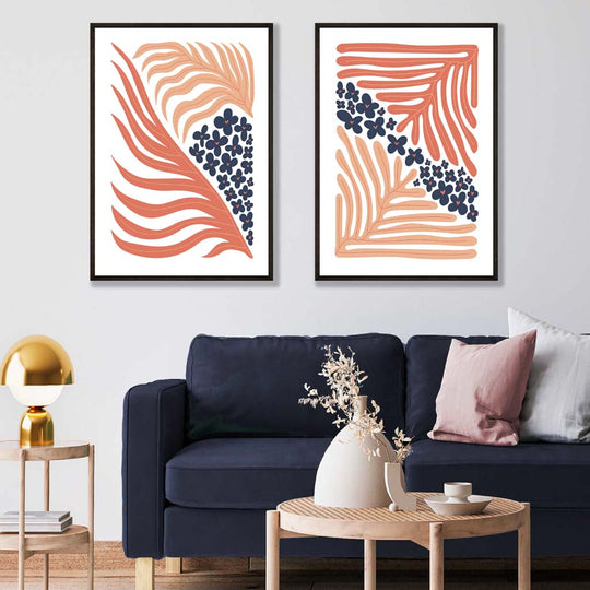 Boho Blomster Kunsttrykk Sett med To Unike Trykk 1