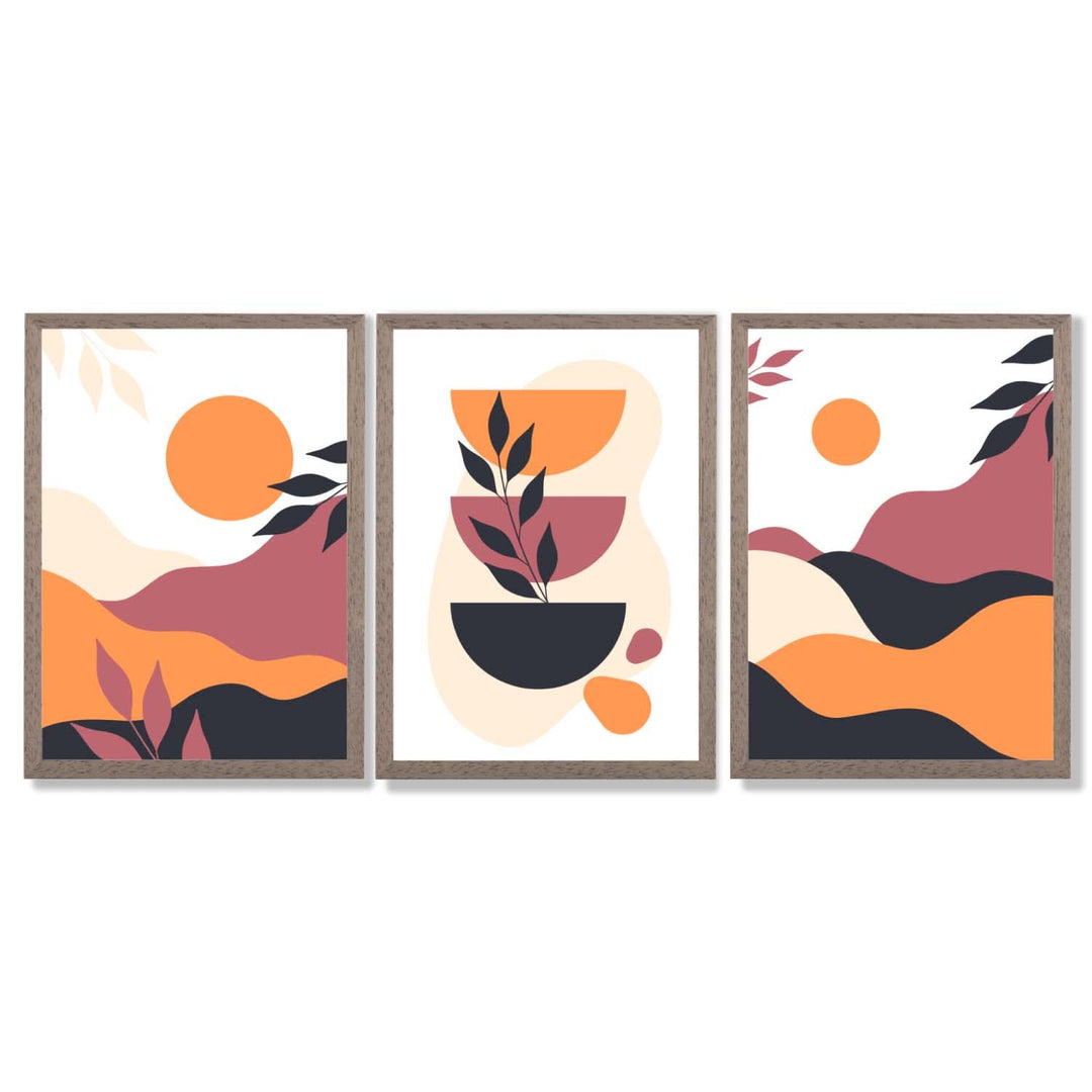 Boho Kunsttrykk Sett Med 3 Innrammede Bilder 10