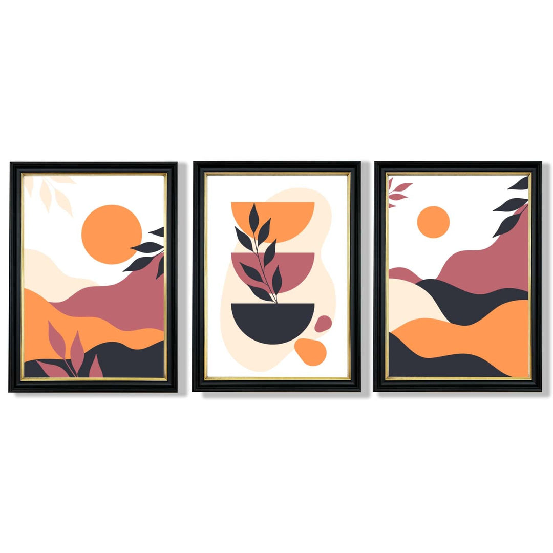 Boho Kunsttrykk Sett Med 3 Innrammede Bilder 13