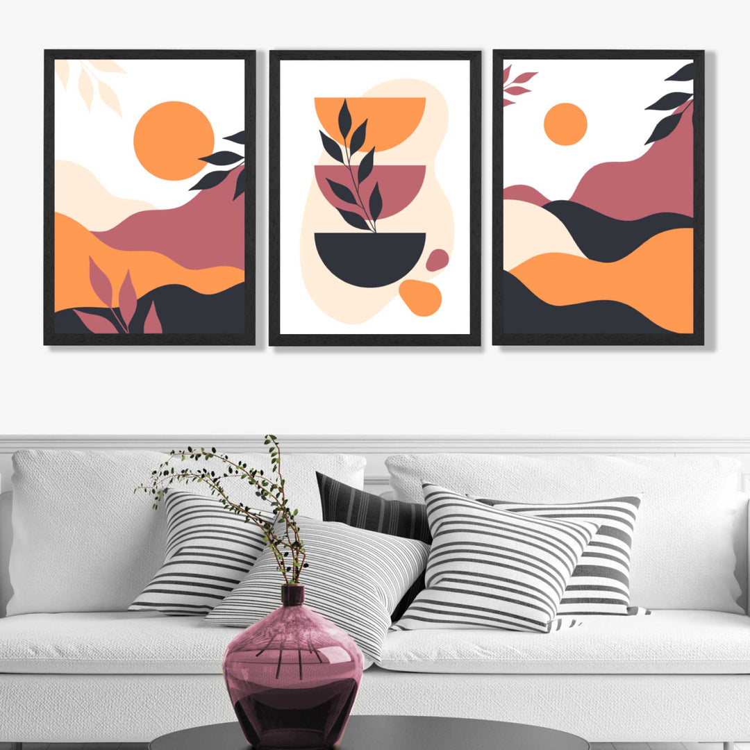 Boho Kunsttrykk Sett med 3 Stykker Fargerik Decor 0