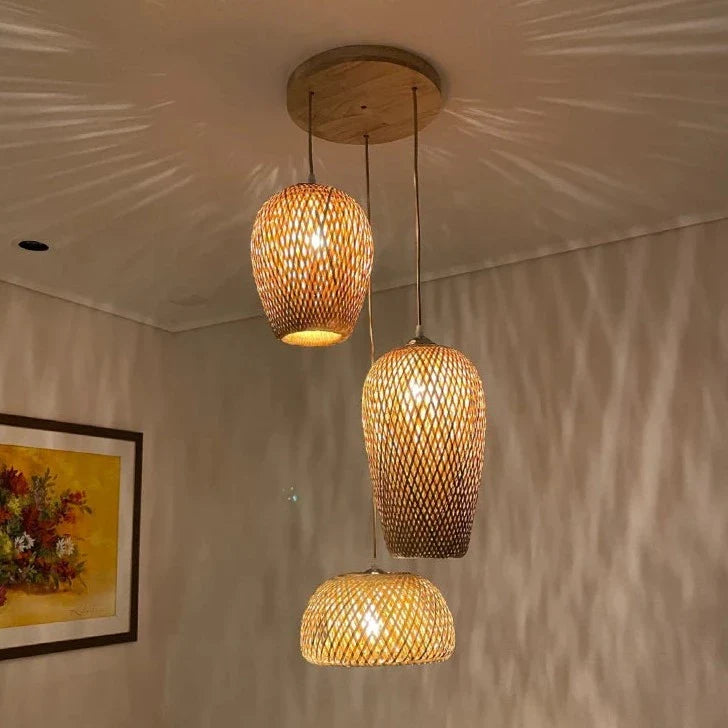 Boho Rotan Hengelampe for Stue og Soverom 1