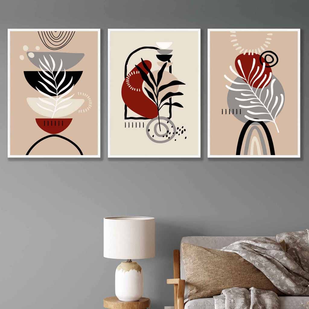 Boho Veggkunstsett Botaniske Motiver Decor 0