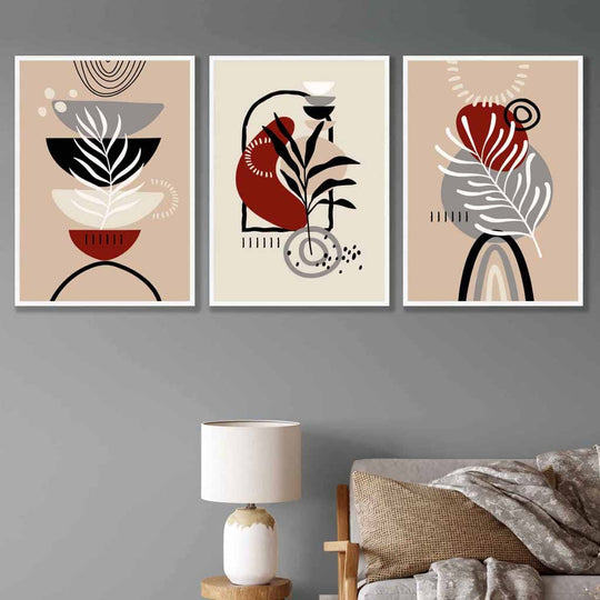 Boho Veggkunstsett Botaniske Motiver Decor 0