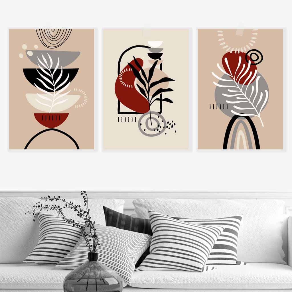 Boho Veggkunstsett Botaniske Motiver Decor 1