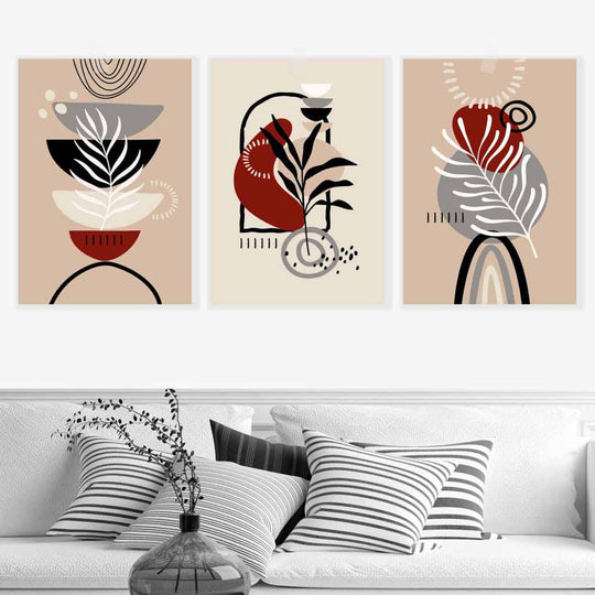 Boho Veggkunstsett Botaniske Motiver Decor 1