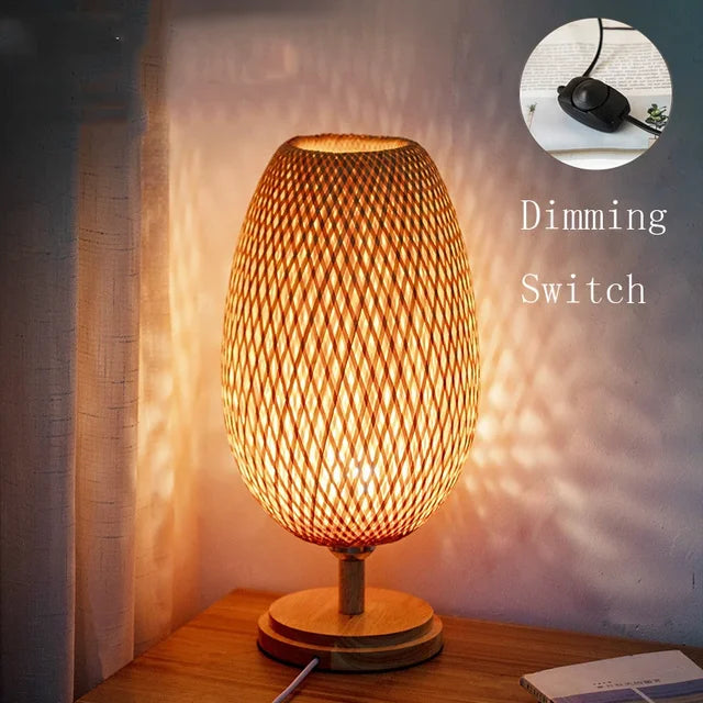 Bordlampe i Bambus med Vintage Stil 10