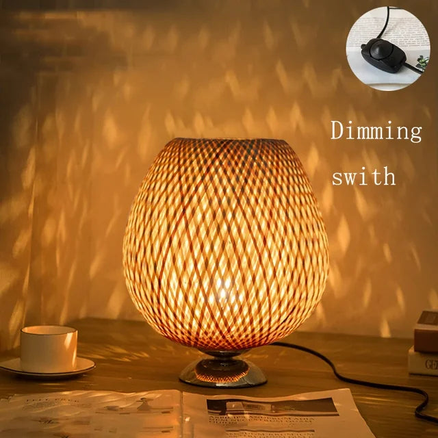 Bordlampe i Bambus med Vintage Stil 12