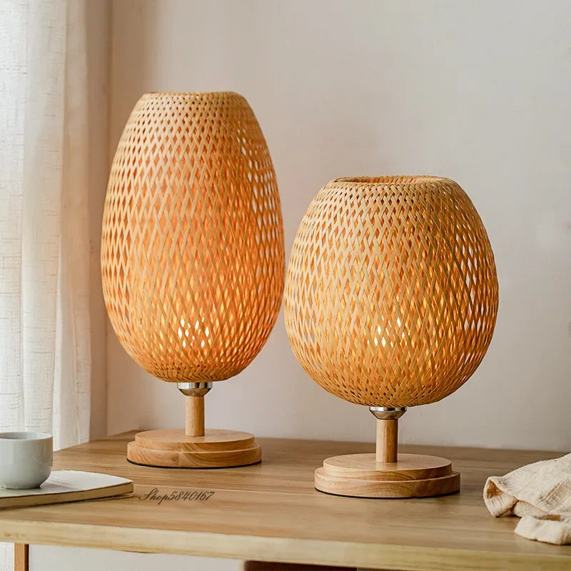 Bordlampe i Bambus med Vintage Stil 2