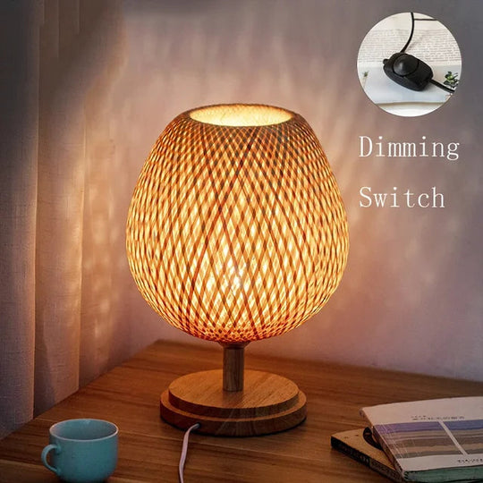 Bordlampe i Bambus med Vintage Stil 9