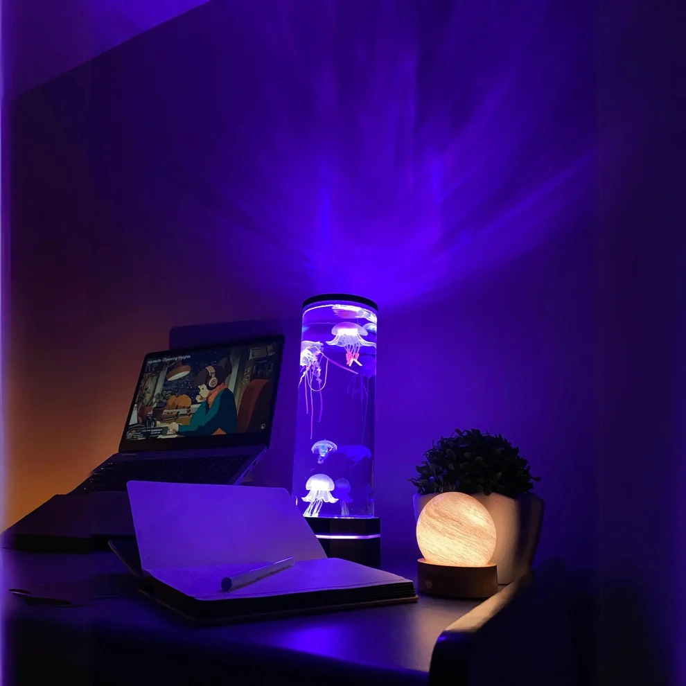 Bordlampe med Akvarium og Fargeforandrende LED 1