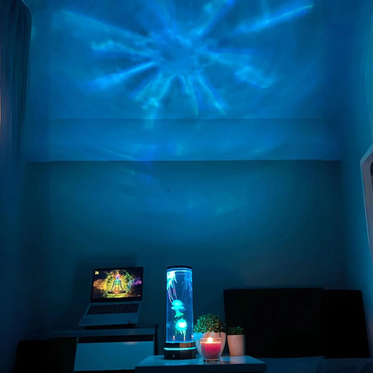 Bordlampe med Akvarium og Fargeforandrende LED 2