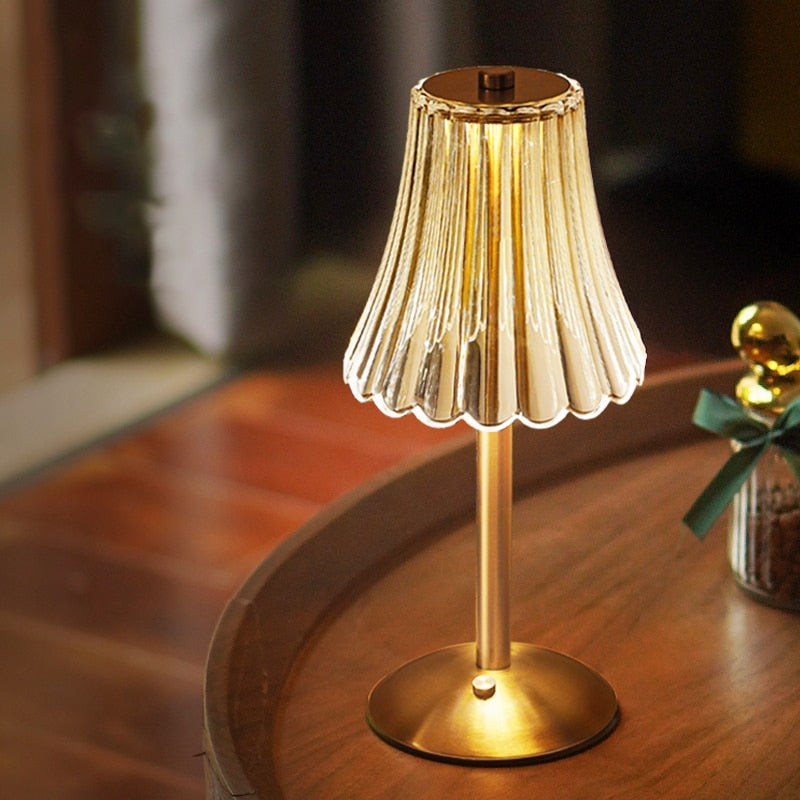 Bordlampe med Gullkrystall og Berøringskontroll 1