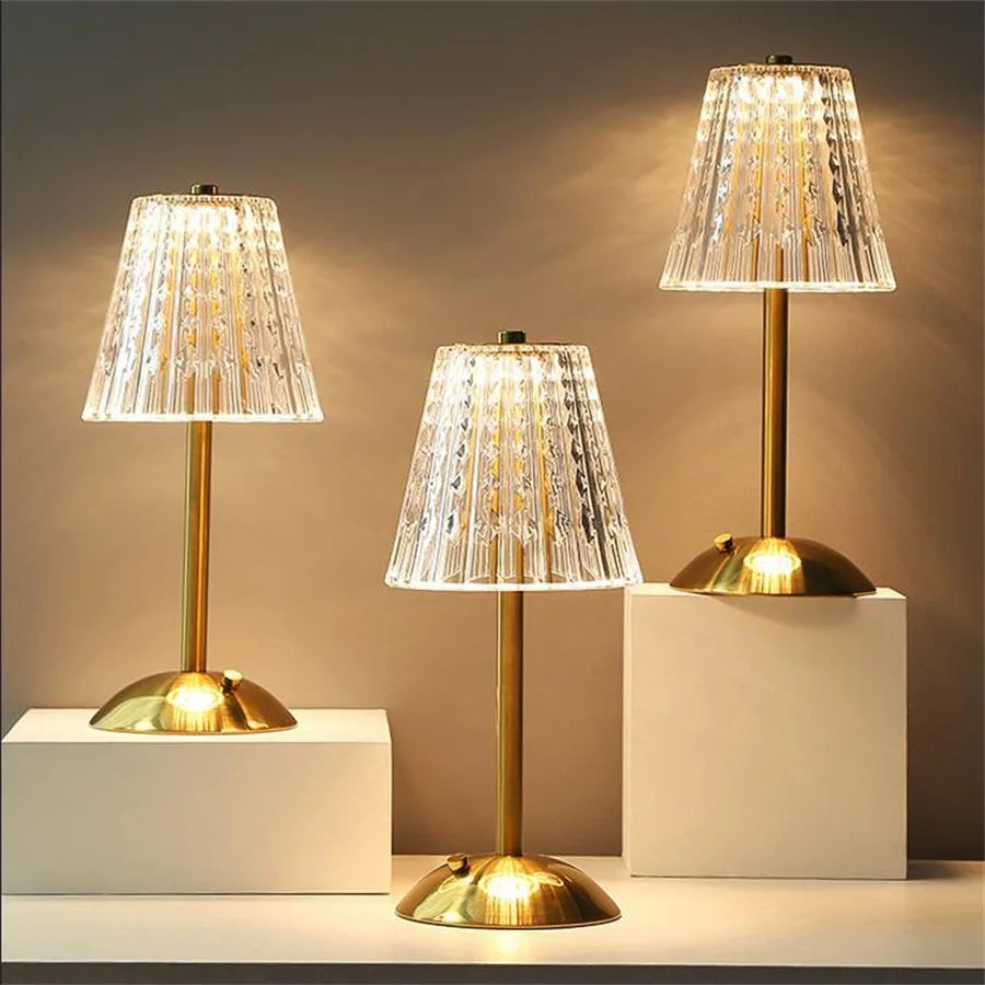 Bordlampe med Gullkrystall og Berøringskontroll 9