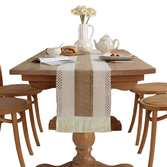 Bordløper Boho Stil med Makrame Detaljer 0